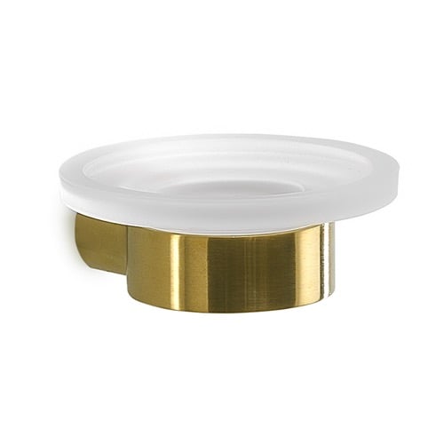 Wall Mount Frosted Glass Soap Dish With Matte Gold Mount Gedy PI11-88